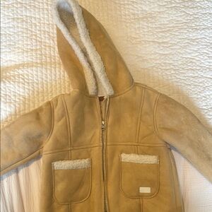 7 For All Mankind - Suede and Sherpa Kids Tan Hooded Jacket